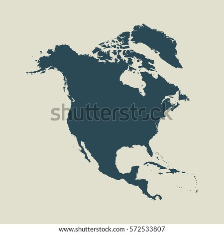 Outline map of North America. Isolated vector illustration. Royalty-Free Stock Photo #572533807