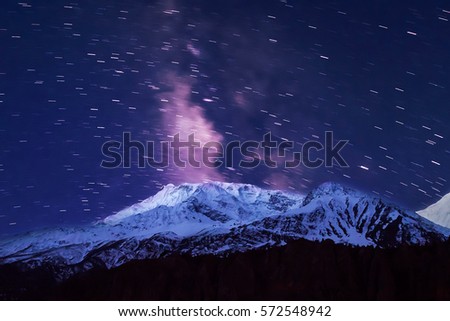 Milky way and mountains landscape in Himalaya