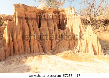 Lalu Park in Sakaeo province, Thailand,asia : Soil erosion, water is a trace.