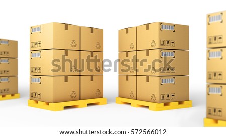 Creative cargo, delivery and transportation logistics storage for use in presentations, education manuals, design, etc 3D illustration