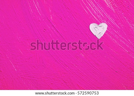 Heart illustration on colorful pink  background. For valentines day illustration. For creativity, imagination, greetings cards, posters.Oil painting on canvas. With brush strokes texture. 