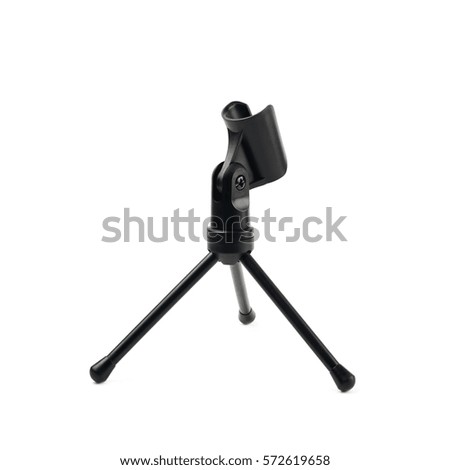 Black microphone short rack stand isolated over the white background