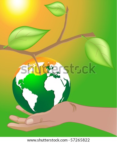 green Earth on palm