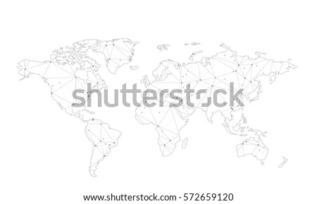 Vector map of world with trendy triangles design