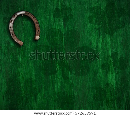 St. Patrick's day background and horseshoe on the wall