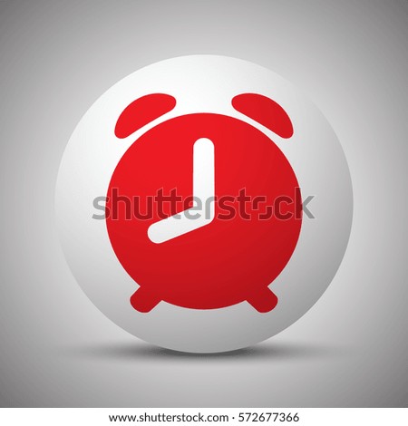 Red Alarm Clock icon on white sphere