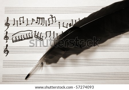 Picture of the musical notes and feather