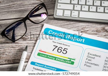 report credit score banking borrowing application risk form document loan business market concept - stock image Royalty-Free Stock Photo #572749054