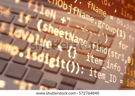 Software developer programming code. Abstract computer script code. Programming code screen of software developer. Software Programming Work Time. 