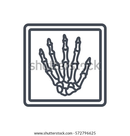 finger hand x-ray bone line icon