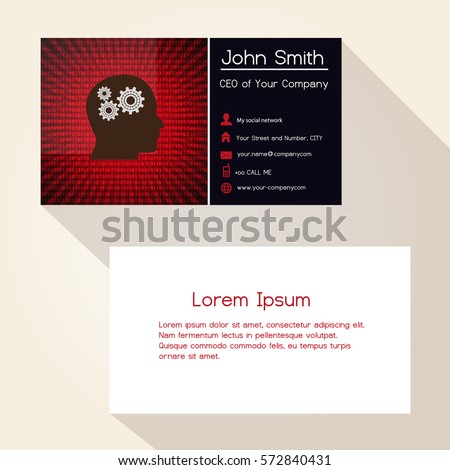 red binary code digits abstract business card design eps10