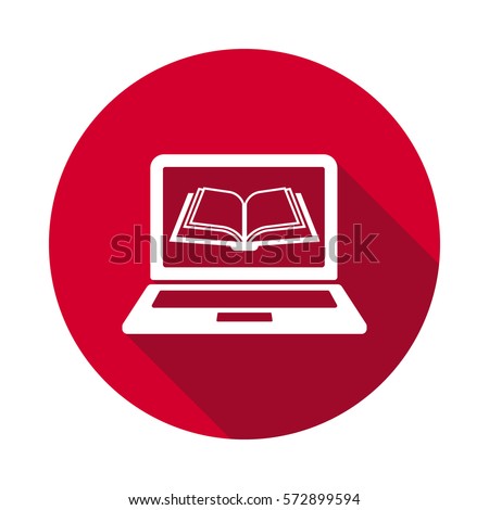 Book flat icon coming out of laptop screen concept for internet library