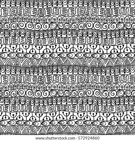Abstract seamless background. Coloring page doodle ornament. Monochrome pattern for textile print.