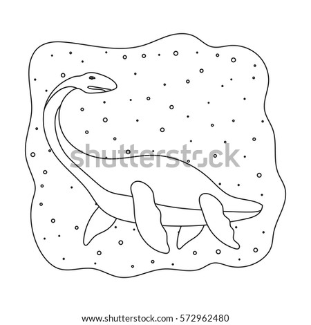 Sea dinosaur icon in outline style isolated on white background. Dinosaurs and prehistoric symbol stock vector illustration.