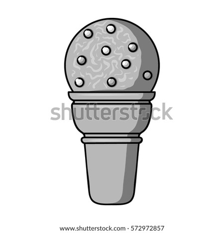 Ice cream in waffle cup icon in monochrome style isolated on white background. Ice cream symbol stock vector illustration.
