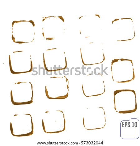 Square coffee stains. Vector illustration