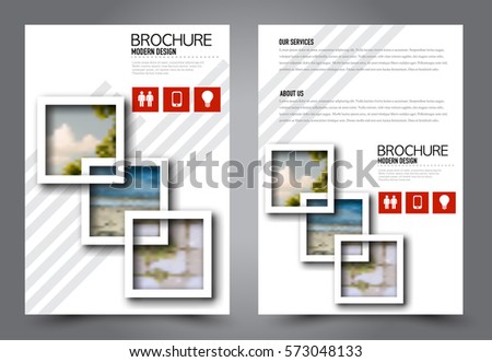 Business brochure template. Flyer design. Annual report cover. Booklet for education, advertisement, presentation, magazine page. a4 size vector illustration. Red color.