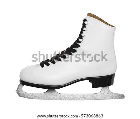 SIngle Ice Skate Side View Cut Out on White.