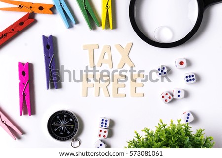 Concept tax free word title over white background 