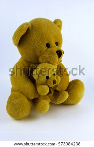Soft and plush toys on a white background