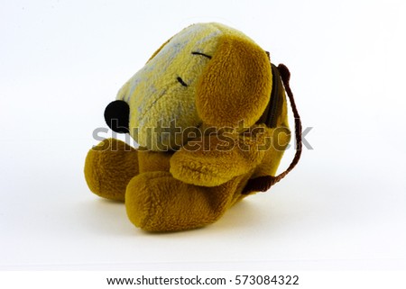 Soft and plush toys on a white background