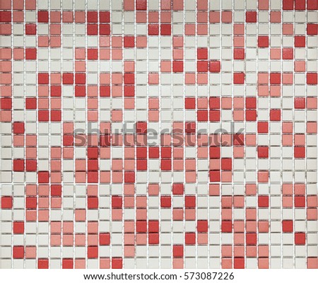 Abstract mosaic ceramic background of red and white colors