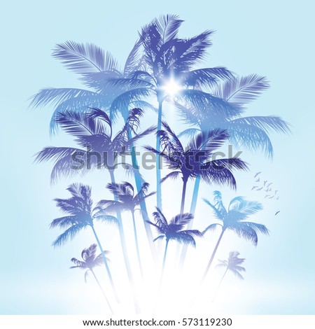 Coconut palm trees vector background