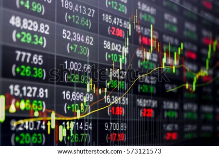 Stock market chart,Stock market data on LED display concept. Royalty-Free Stock Photo #573121573