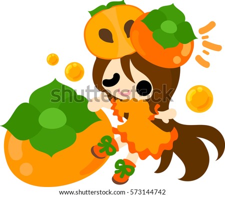 The illustration of the girl in the persimmon dress