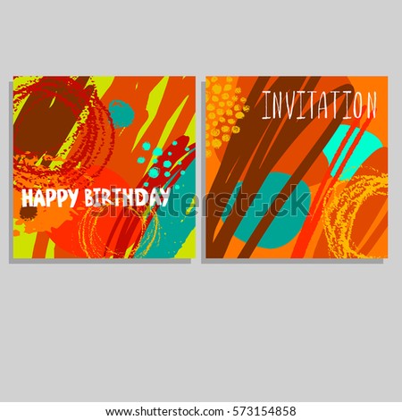 Set of artistic creative universal cards. Hand Drawn textures. Wedding, anniversary, birthday, Valentine's day, party. Design for poster, card, invitation, placard brochure flyer 