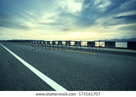 At dusk highway, modern transportation fantasy landscape