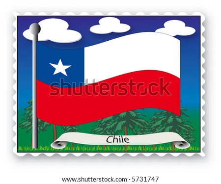 Stamp with flag from Chile -Vector