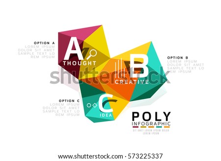 Moden low poly infographics template with A B C letters