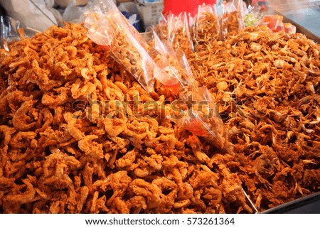 shrimp, Sun-dried prawns at a market