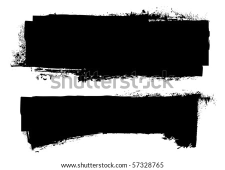 black grunge ink banner with paint roller effect