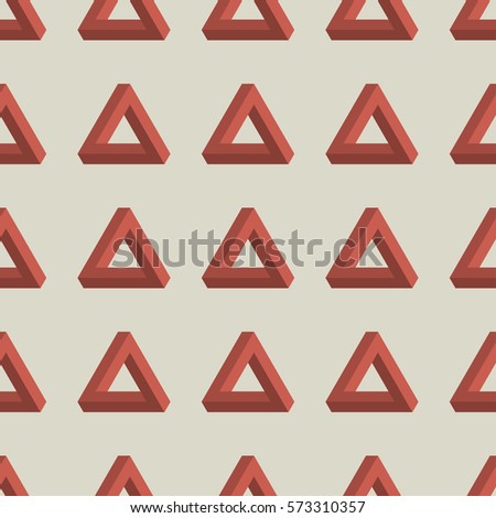 Seamless pattern with Penrose Triangle. Impossible figure