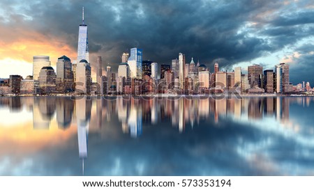 New York skyline at sunrise