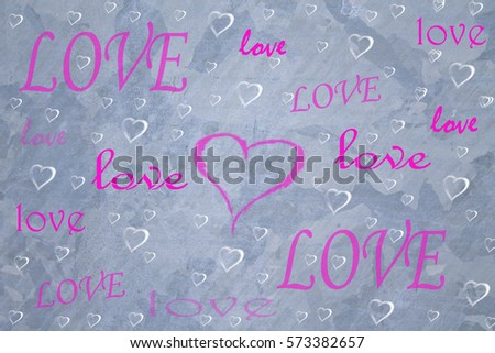 words of love on wall grey