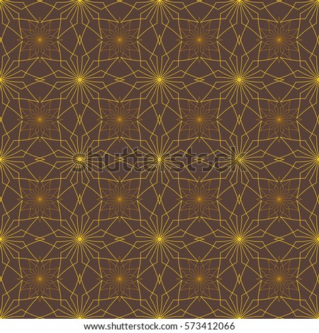 Vector seamless pattern. Geometric shape abstract illustration on brown background