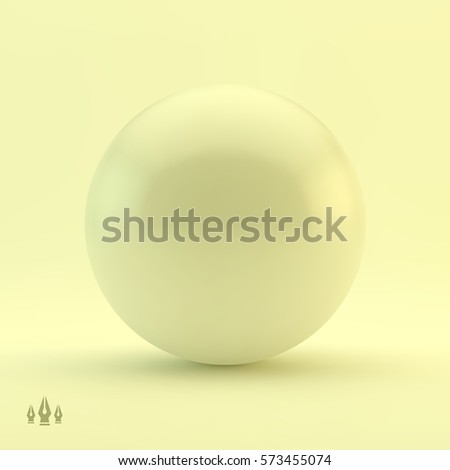 Sphere. Pearl vector with shadow. 3D geometrical illustration.  