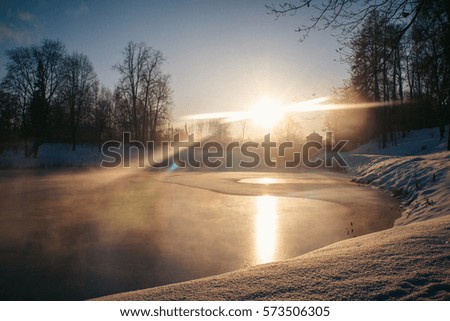Sunrise in the winter park