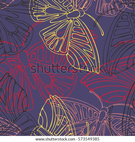 Beautiful butterflies vector seamless pattern with decorative  butterflies. 
butterfly. For design of cards, invitations, textile.