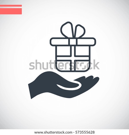 Gift on the hand icon Vector.