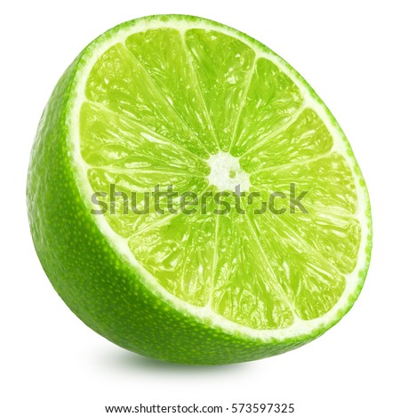 Half of lime citrus fruit. Lime cut isolated on white background. Sliced lime half with clipping path Royalty-Free Stock Photo #573597325