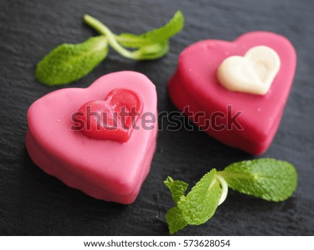 Couple of cookies in shape of heart for Valentine's day (Mother's day)
