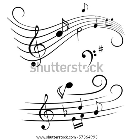 Various musical notes on stave