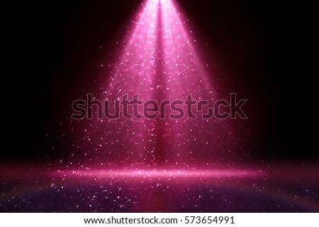 Merry Christmas 2020 Stage light and pink glitter lights on floor. Abstract background for display your product. Spotlight realistic ray Royalty-Free Stock Photo #573654991