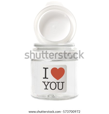 Jar with a Declaration of love for the scenery,on a white background