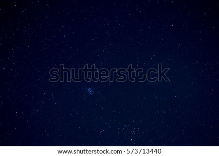 Long exposure clear night sky with shiny stars.