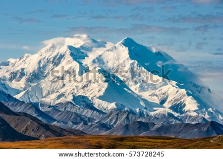 View of majestic Denali (Mount McKinley), highest mountain of North America,  Denali National Park, Alaska  Royalty-Free Stock Photo #573728245